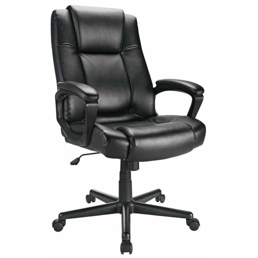 Realspace Hurston Bonded Leather High-Back Chair for $100