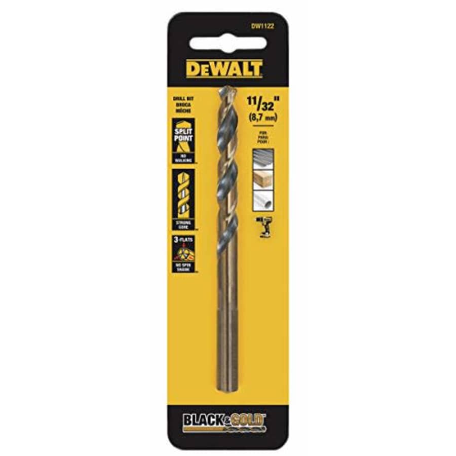 DEWALT DW1122 11/32-Inch Black Oxide Split Point Twist Drill Bit for $6