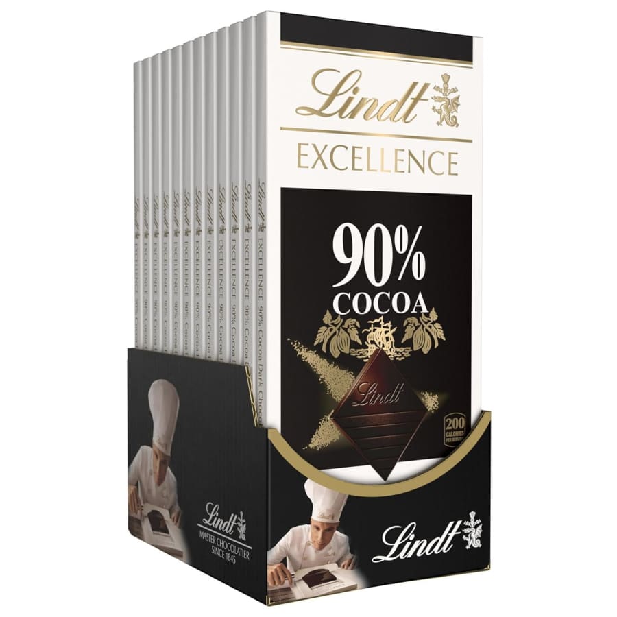 Lindt Excellence 90% Cocoa Dark Chocolate Bar 12-Pack for $24 via Sub & Save Lindt Excellence 90% Cocoa Dark Chocolate Bar 12-Pack for $24 via Sub & Save