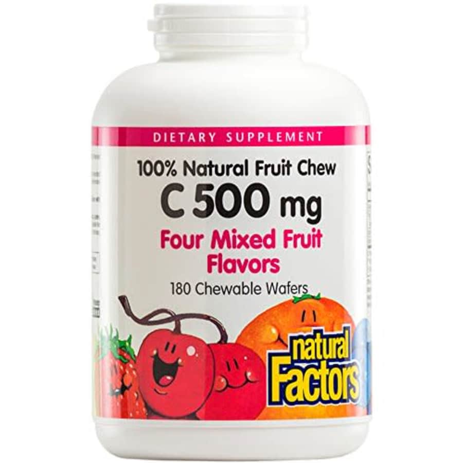 Natural Factors - Vitamin C 500mg, 100% Natural Fruit Chew, Mixed Fruit, 180 Chewable Wafers for $33 Natural Factors - Vitamin C 500mg, 100% Natural Fruit Chew, Mixed Fruit, 180 Chewable Wafers for $33