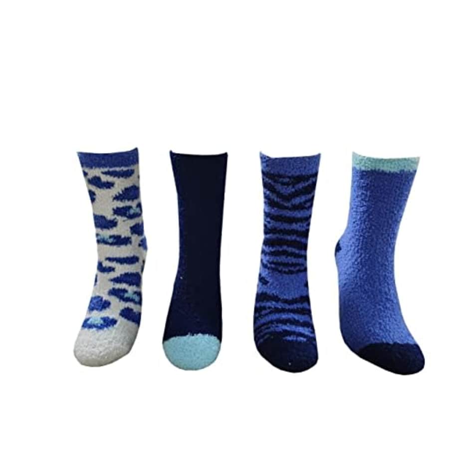 Amazon Essentials Women's Fuzzy Socks, 4 Pairs, Blue Multi, One Size for $5 Amazon Essentials Women's Fuzzy Socks, 4 Pairs, Blue Multi, One Size for $5