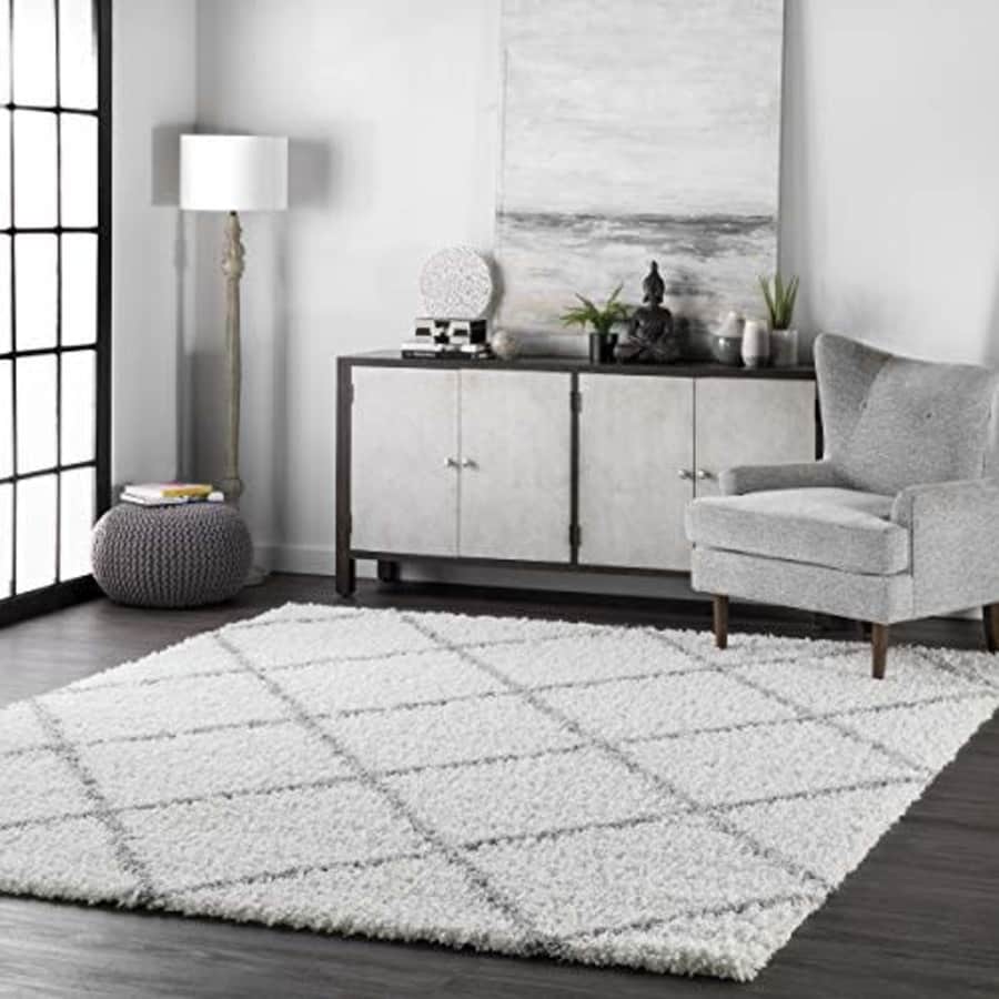 nuLOOM Trellis Cozy Soft & Plush Shag Area Rug, 6' 7" x 9' Oval, White for $100 nuLOOM Trellis Cozy Soft & Plush Shag Area Rug, 6' 7" x 9' Oval, White for $100