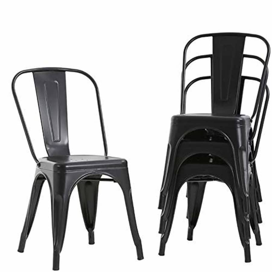 FDW Metal Dining Chairs Set of 4 Indoor Outdoor Chairs Patio Chairs Kitchen Metal Chairs 18 Inch Seat for $59