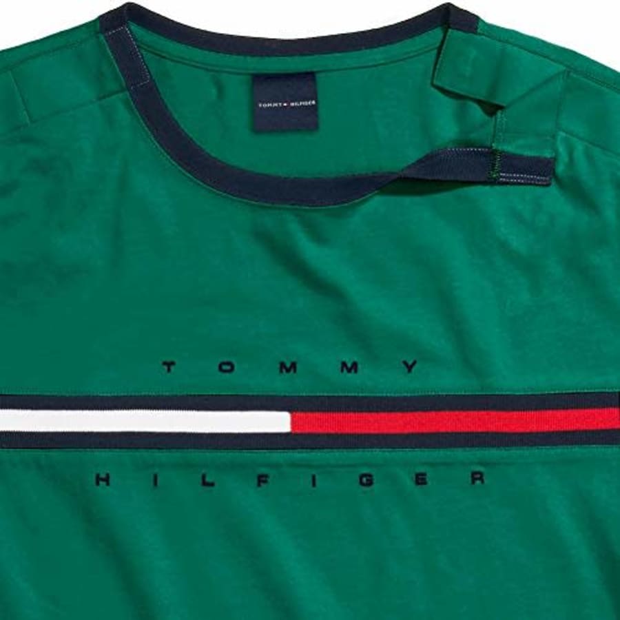 Tommy Hilfiger Men's Adaptive T Shirt with Magnetic-Buttons at Shoulders, JELLY BEAN-PT, LG for $33