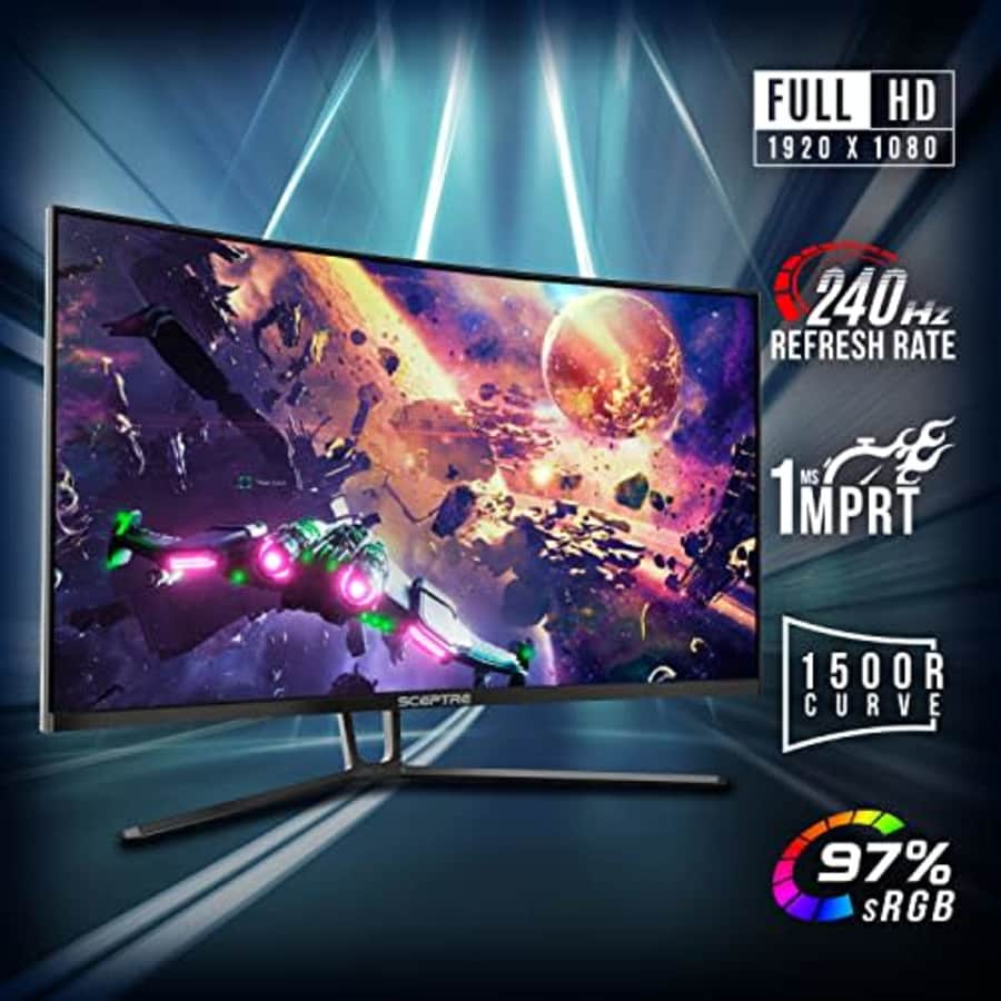 Sceptre Curved 27" 240Hz Gaming Monitor 1920 x 1080p 1ms AMD FreeSync Premium, R1500 99% sRGB for $450