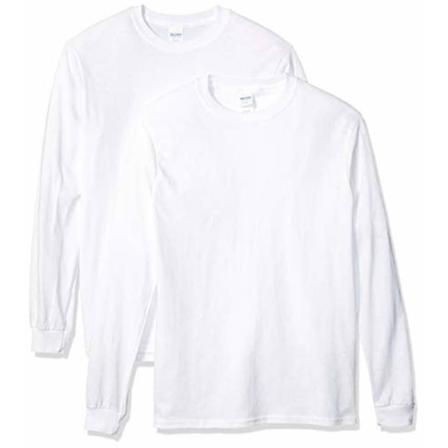 Gildan Men's Heavy Cotton Long Sleeve T-Shirt, 2-Pack, White, Small for $19