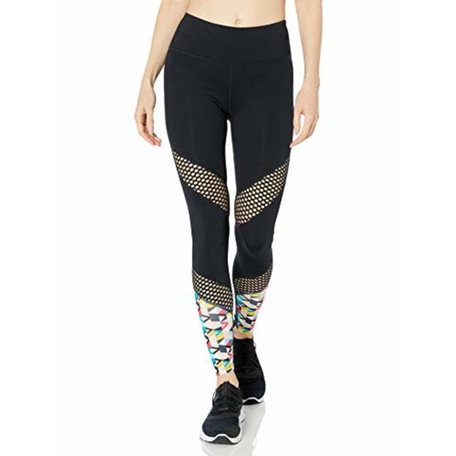 SHAPE activewear Women's Legging, Black/Offbeat Geo Print, L for $28