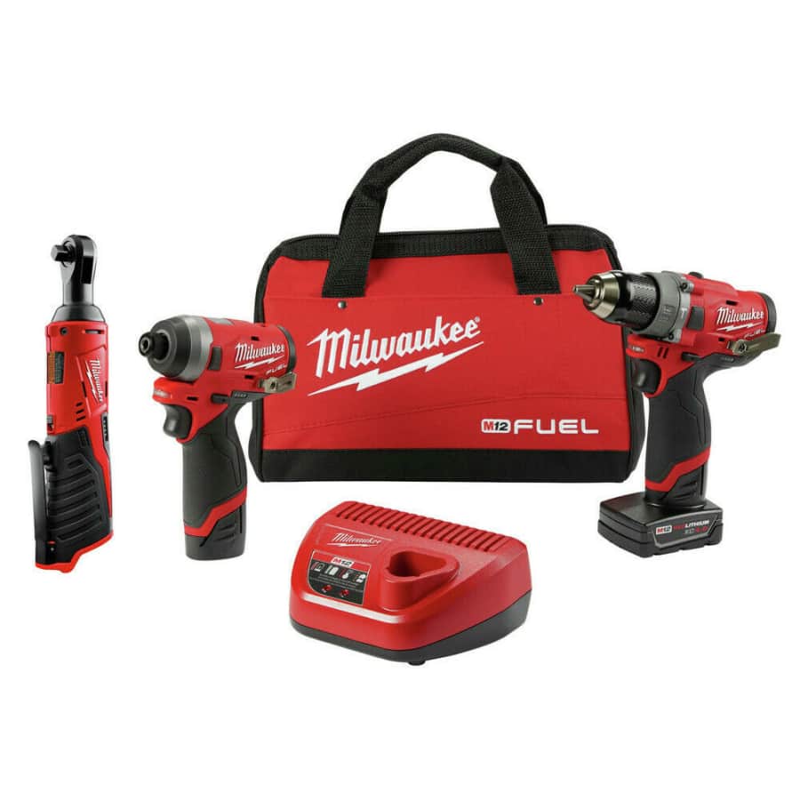 Milwaukee M12 Fuel Cordless Hammer Drill & Impact Driver Combo Kit w/ Ratchet for $229