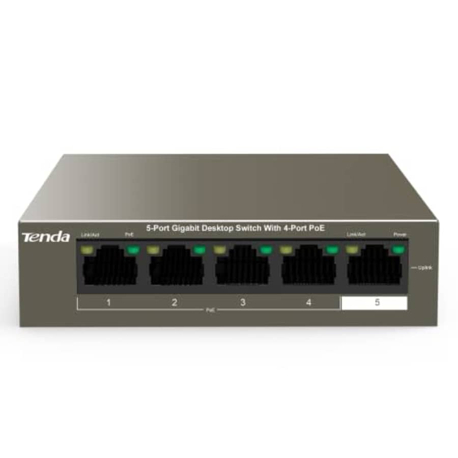 Tenda 5-Port Unmanaged Gigabit PoE Ethernet Switch, Ethernet Splitter(TEG1105P)|4-Port GE for $24 Tenda 5-Port Unmanaged Gigabit PoE Ethernet Switch, Ethernet Splitter(TEG1105P)|4-Port GE for $24