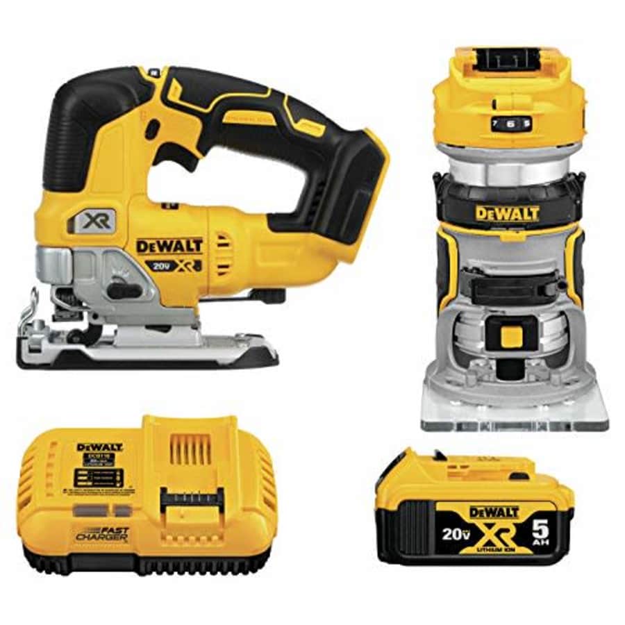DEWALT 20V MAX Router Tool and Jig Saw, Cordless Woodworking 2-Tool Set with Battery and Charger for $360 DEWALT 20V MAX Router Tool and Jig Saw, Cordless Woodworking 2-Tool Set with Battery and Charger for $360