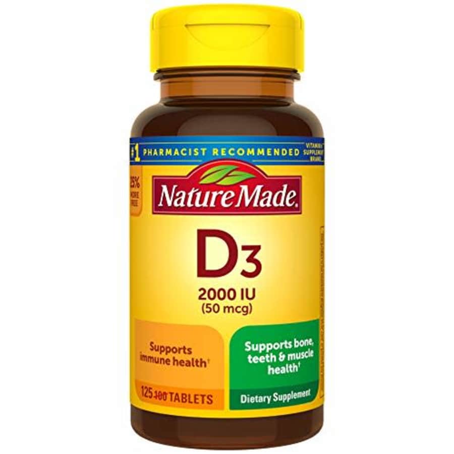 Nature Made Vitamin D3, 125 Tablets, Vitamin D 2000 IU (50 mcg) Helps Support Immune Health, Strong Bones and for $22