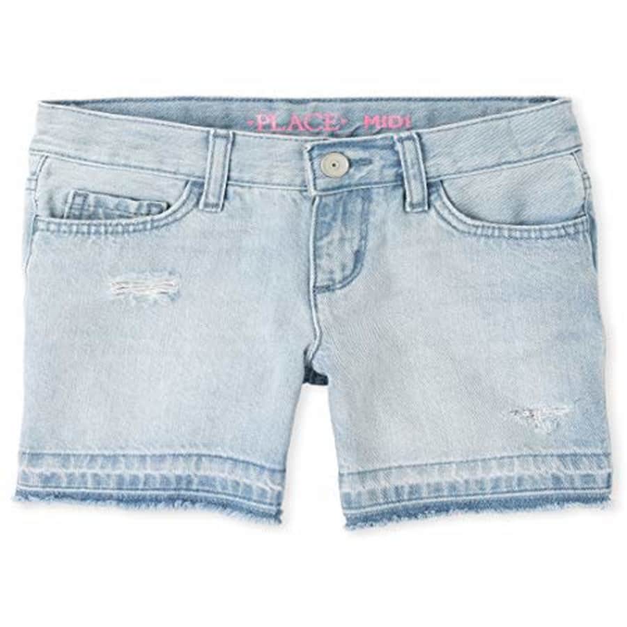 The Children's Place Girls' Let Down Hem Distressed Denim Midi Shorts Ice Wash 6 for $16 The Children's Place Girls' Let Down Hem Distressed Denim Midi Shorts Ice Wash 6 for $16