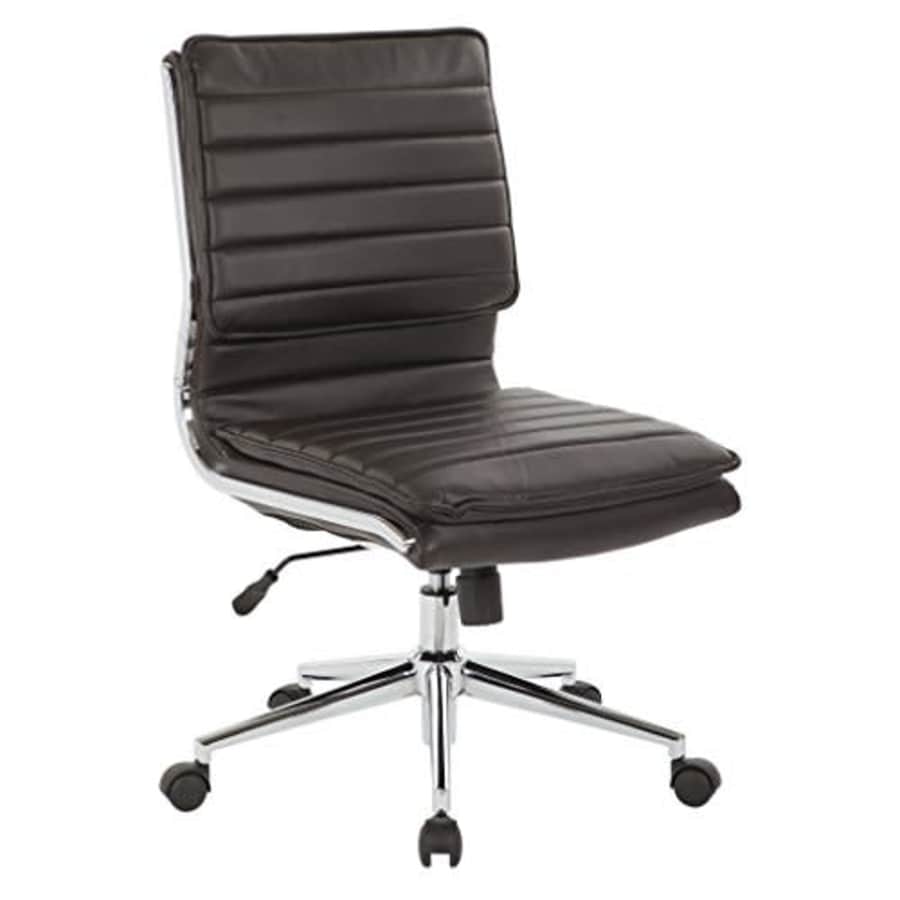 Office Star Faux Leather Armless Mid Back Managers Chair with Chrome Base, Espresso for $269