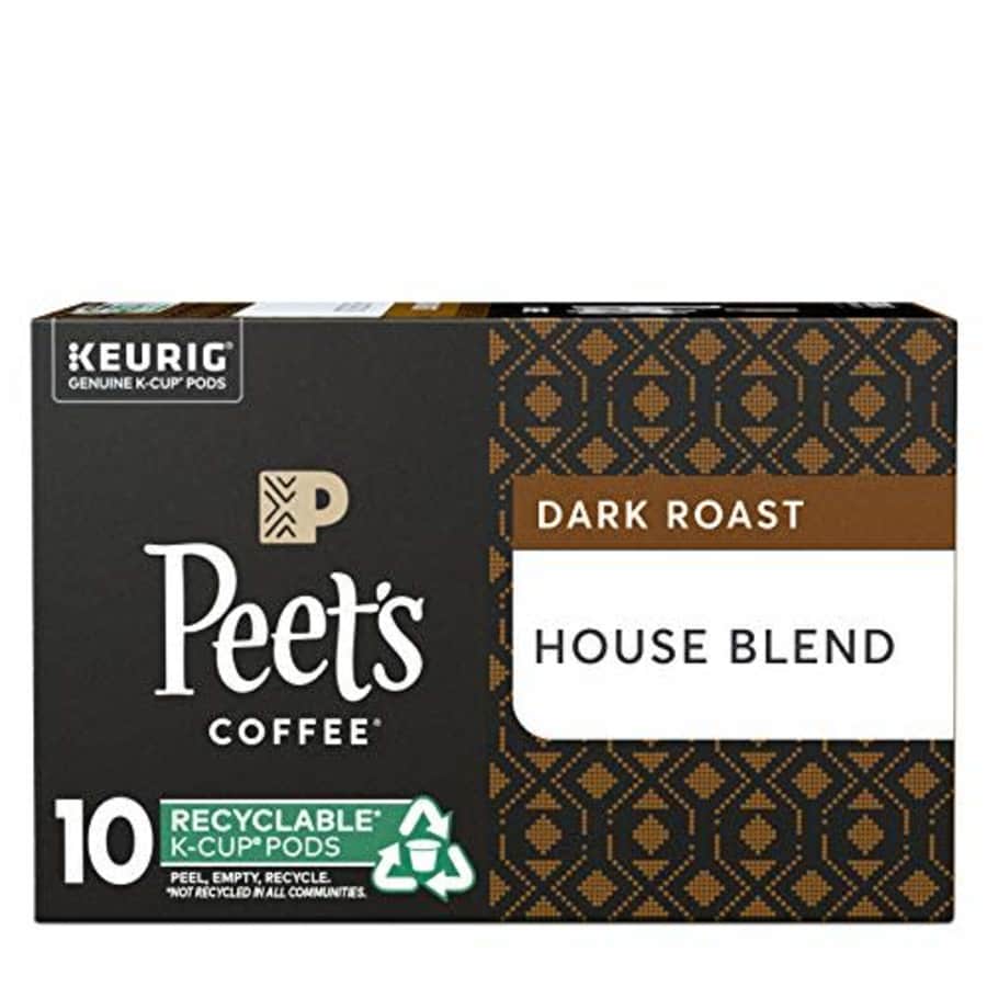 Peet's Peets Coffee House Blend K-Cup Coffee Pods for Keurig Brewers, Dark Roast, 10 Pods for $15