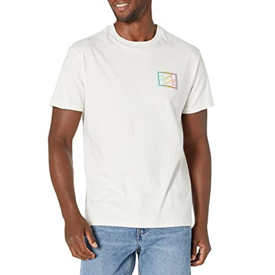 Billabong Men's Short Sleeve Premium Logo Graphic T-Shirt, Off White, Small for $28