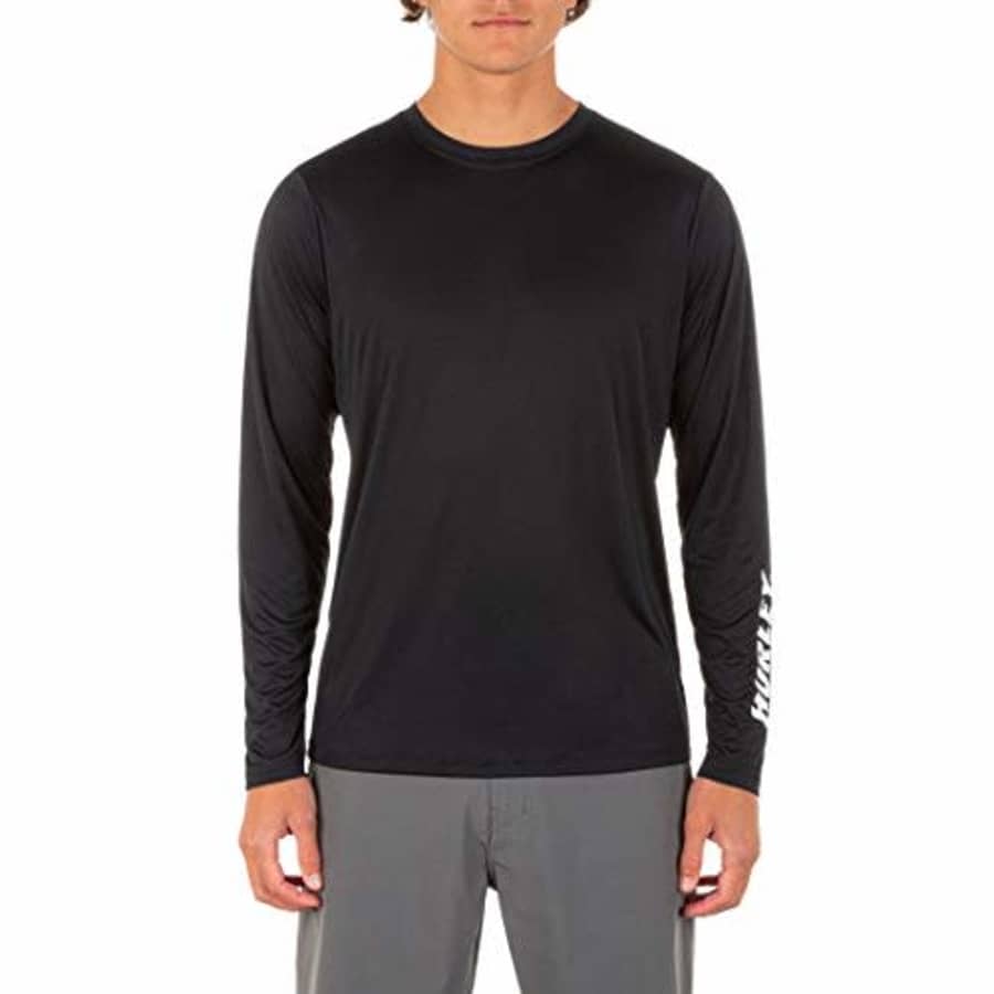 Hurley Men's Standard H2O-Dri Hybrid UPF Long Sleeve Shirt, Black, Large for $45