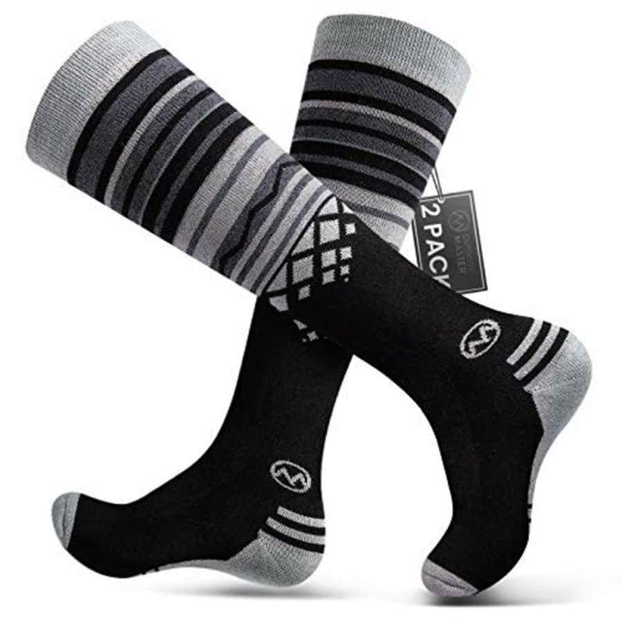Outdoor Master Ski Socks 2-Pack Merino Wool, Non-Slip Cuff for Men & Women - Black,L/XL for $29 Outdoor Master Ski Socks 2-Pack Merino Wool, Non-Slip Cuff for Men & Women - Black,L/XL for $29