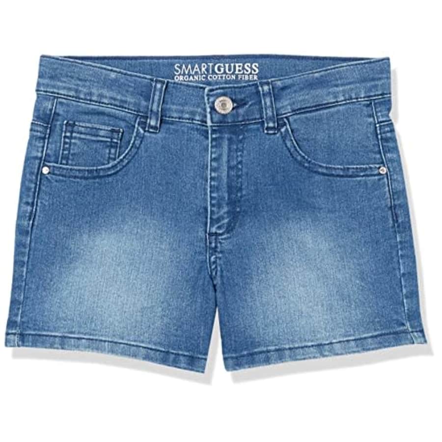GUESS Girls' Big Organic Stretch Denim 5 Pocket Short, Super Bright Wash, 7 for $17 GUESS Girls' Big Organic Stretch Denim 5 Pocket Short, Super Bright Wash, 7 for $17