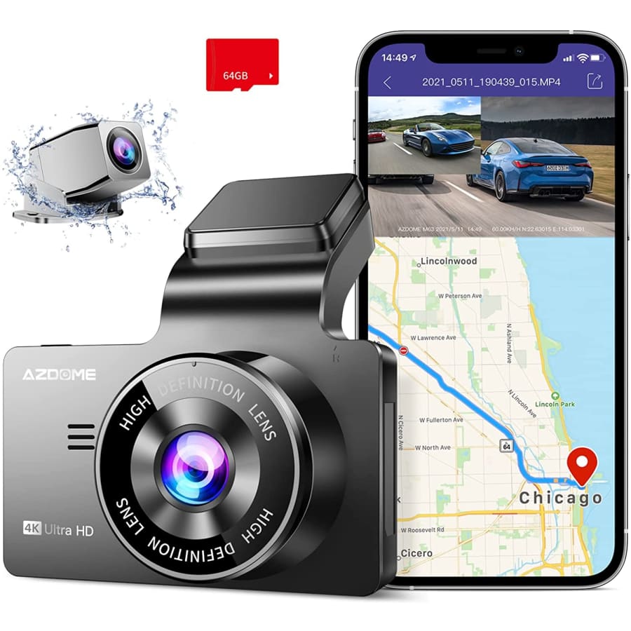 Azdome 4K WiFi Dual Dash Cam w/ GPS for $72