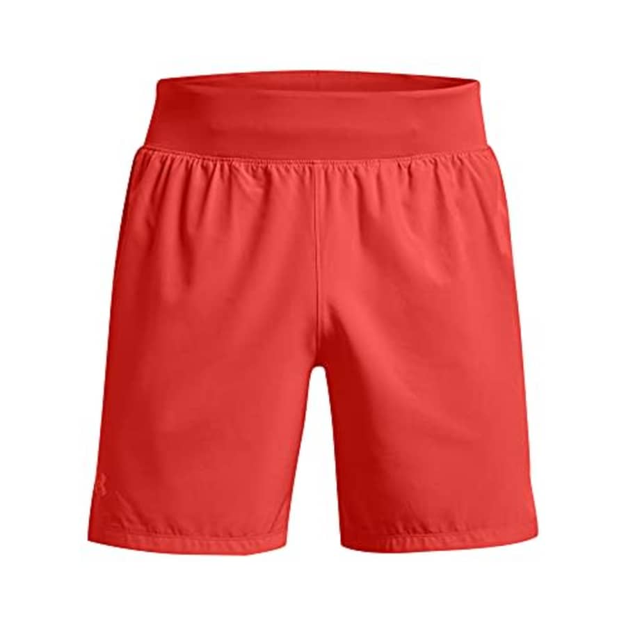 Under Armour Men's SpeedPocket 7-Inch Shorts, Dark Orange (860)/Reflective, Small for $37