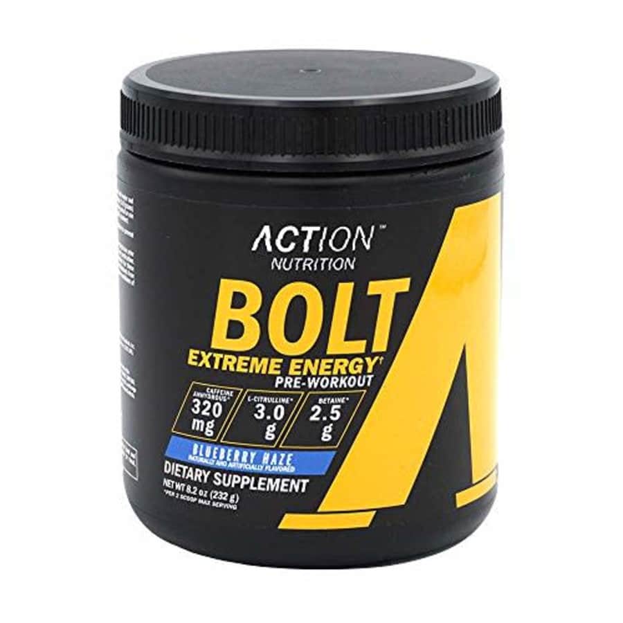 Action Nutrition Bolt Extreme Energy Pre Workout Powder Blueberry Haze - Sugar Free Preworkout Energy Supplement for for $13