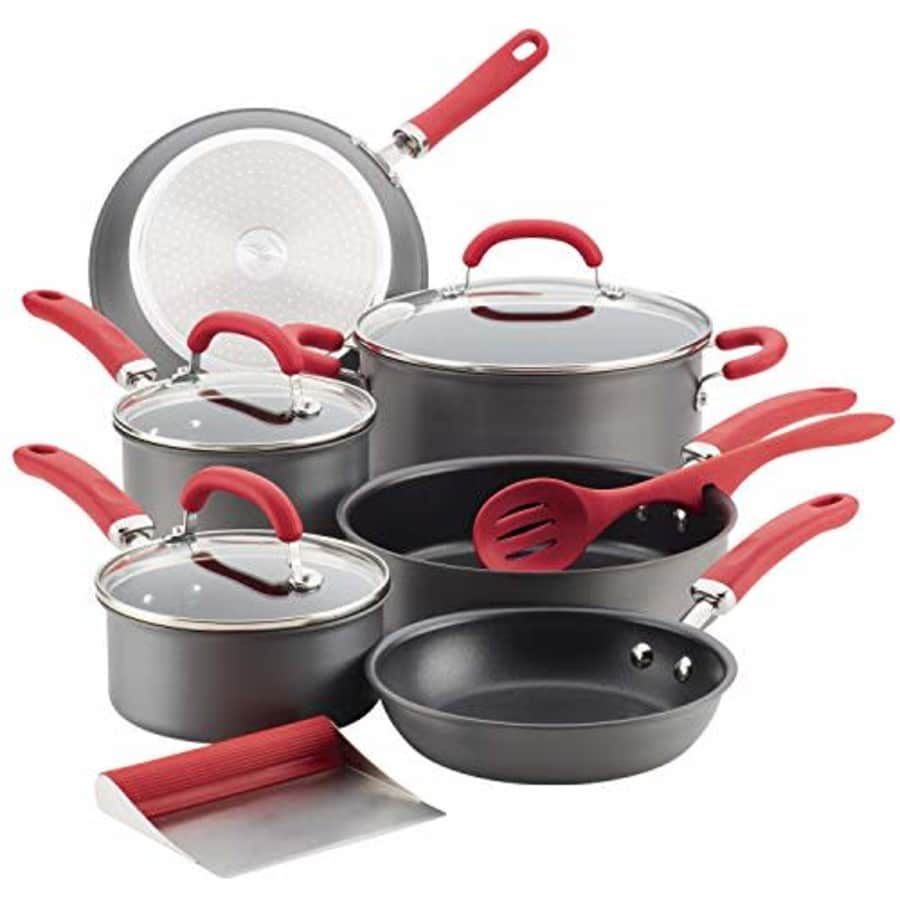 Rachael Ray Create Delicious Hard Anodized Nonstick Cookware Pots and Pans Set, 11 Piece, Gray with for $160 Rachael Ray Create Delicious Hard Anodized Nonstick Cookware Pots and Pans Set, 11 Piece, Gray with for $160