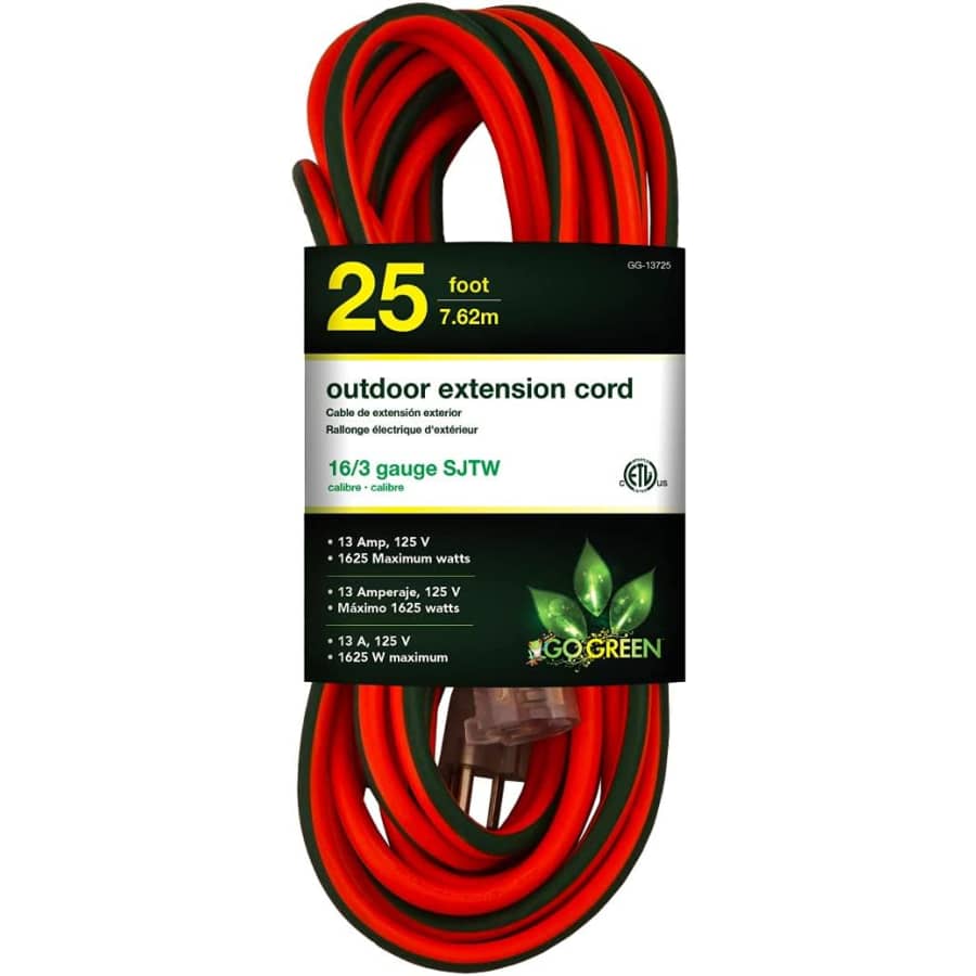 GoGreen 25-Foot Outdoor Extension Cord w/ Lighted End for $9