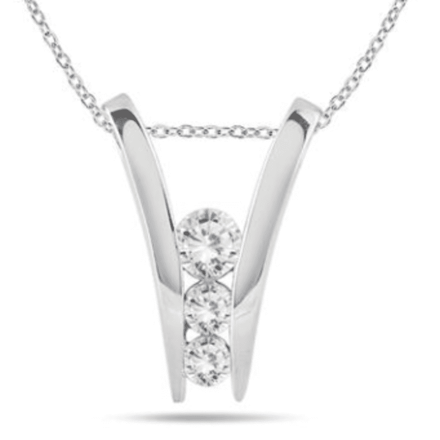 1/2-TCW Diamond Three Stone Pendant in 10K White Gold for $347 1/2-TCW Diamond Three Stone Pendant in 10K White Gold for $347