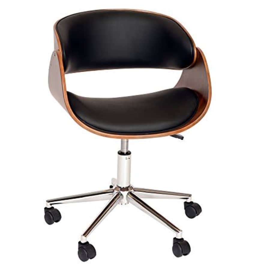 Armen Living Julian Office Chair in Black Faux Leather and Chrome Finish for $122