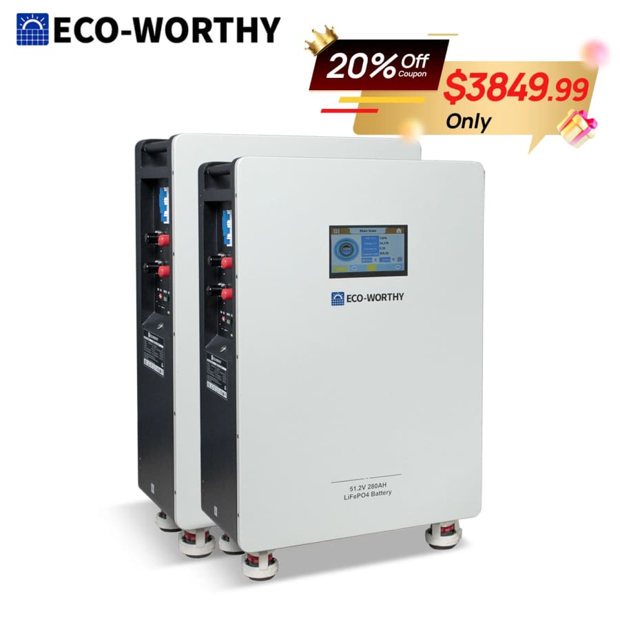 Eco-Worthy 48V 280AH LiFePO4 Vertical Standing Backup Battery 2-Pack for $3,850