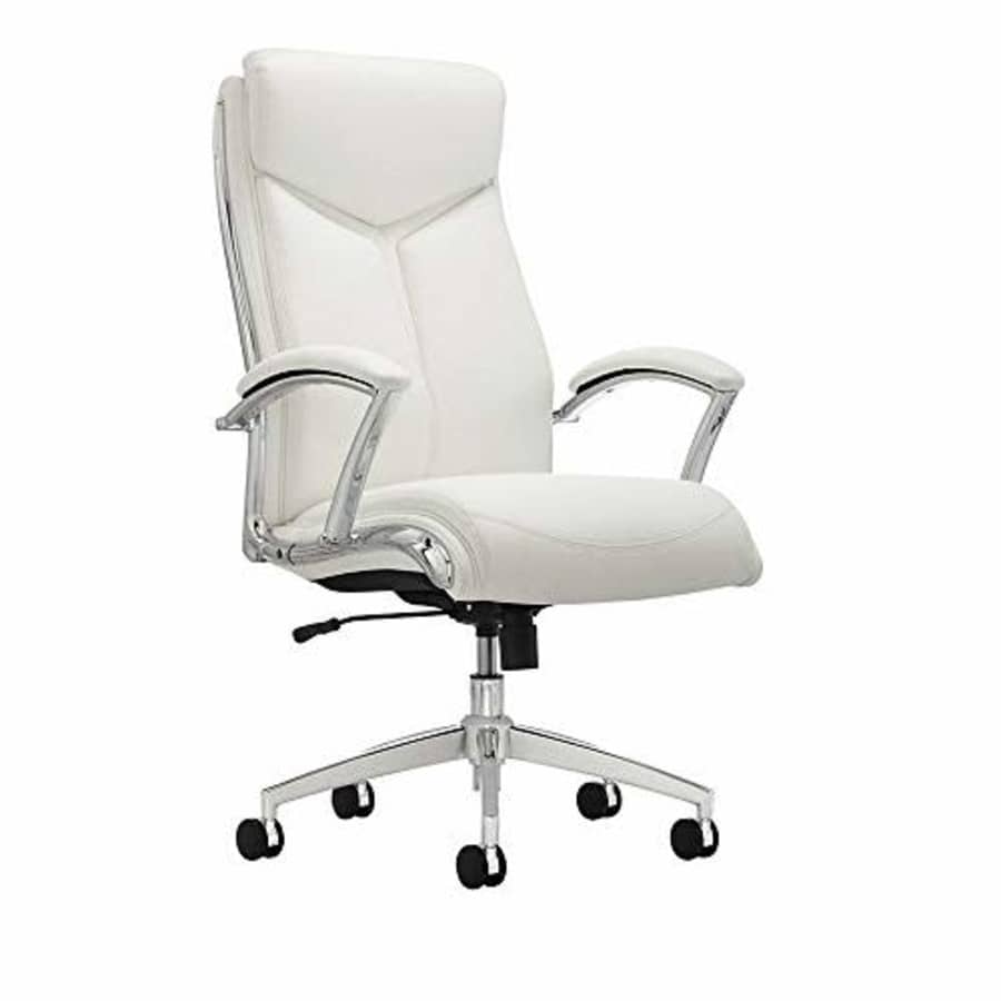 Realspace Verismo Bonded Leather High-Back Chair, White/Chrome for $280 Realspace Verismo Bonded Leather High-Back Chair, White/Chrome for $280