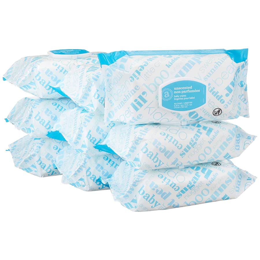 Amazon Elements 80-Count Unscented Baby Wipes 9-Pack for $22