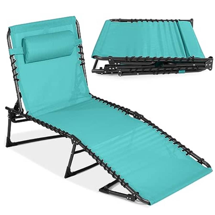 Best Choice Products Patio Chaise Lounge Chair, Outdoor Portable Folding in-Pool Recliner for Lawn, for $50