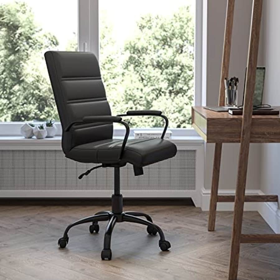Flash Furniture Mid-Back Desk Chair - Black LeatherSoft Executive Swivel Office Chair with Black for $126 Flash Furniture Mid-Back Desk Chair - Black LeatherSoft Executive Swivel Office Chair with Black for $126
