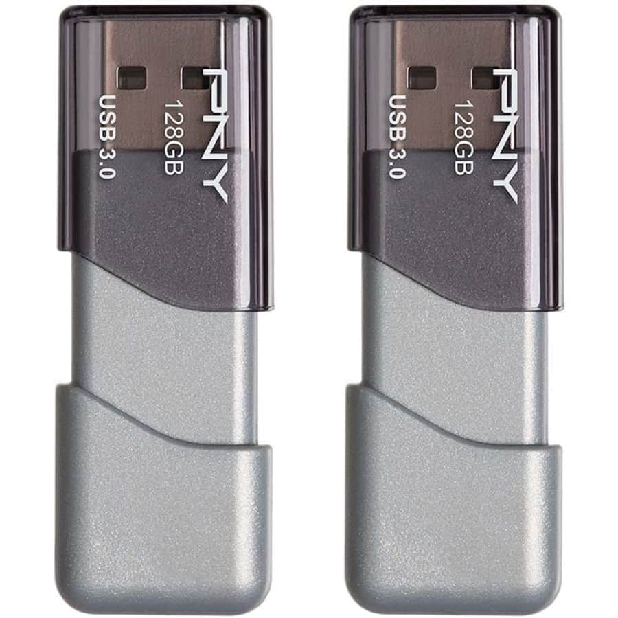 PNY 128GB Turbo Attaché 3 USB 3.0 Flash Drive 2-Pack for $14 PNY 128GB Turbo Attaché 3 USB 3.0 Flash Drive 2-Pack for $14