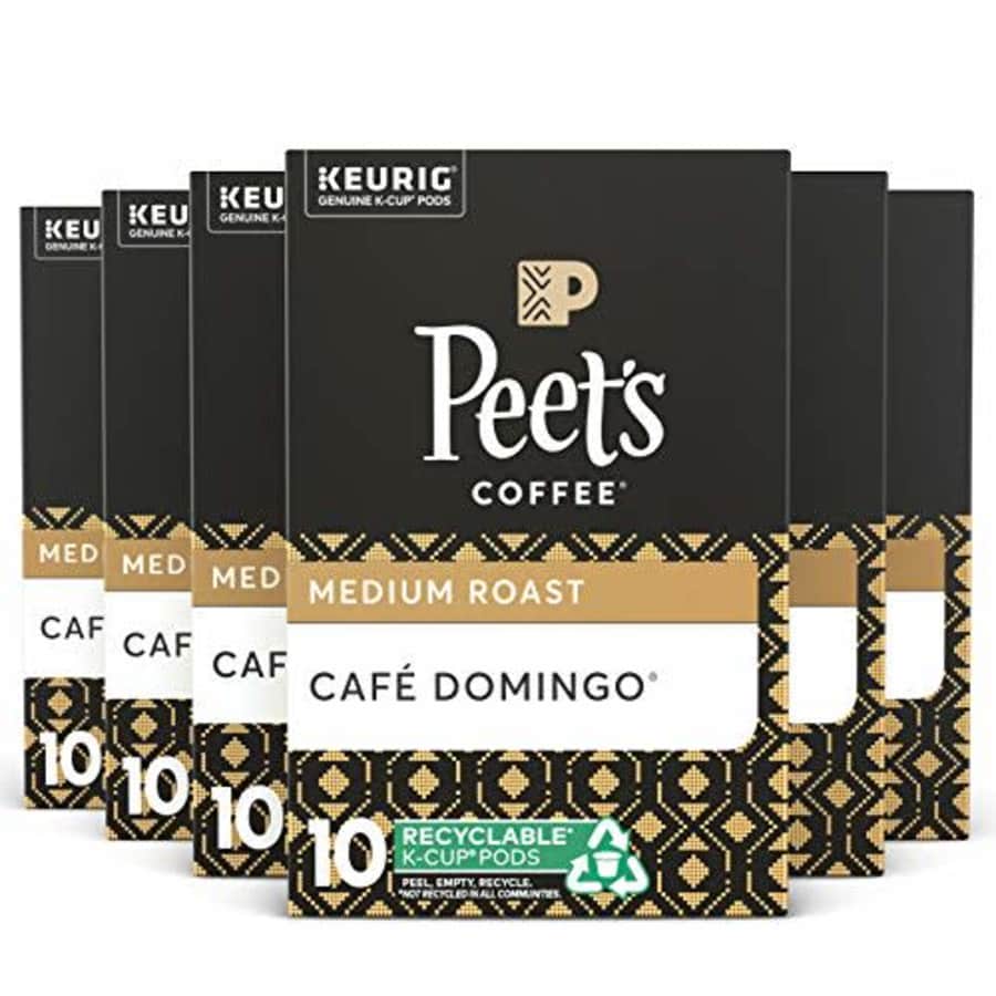 Peet's Peets Coffee Caf Domingo K-Cup Coffee Pods for Keurig Brewers, Medium Roast, 60 Pods for $60 Peet's Peets Coffee Caf Domingo K-Cup Coffee Pods for Keurig Brewers, Medium Roast, 60 Pods for $60