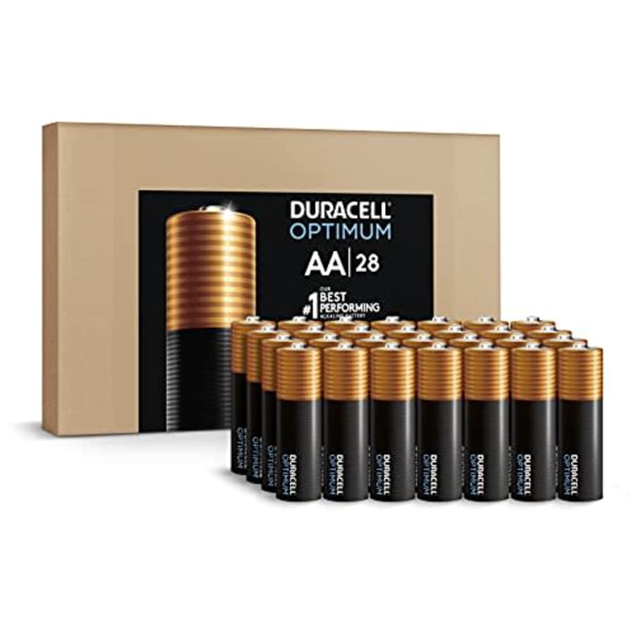 Duracell Optimum AA Batteries, 28 Count Pack Double A Battery with Long-lasting Power Alkaline AA for $67 Duracell Optimum AA Batteries, 28 Count Pack Double A Battery with Long-lasting Power Alkaline AA for $67