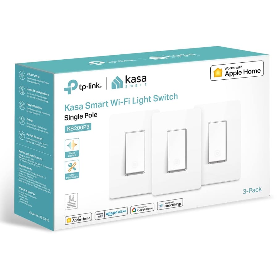 TP-Link Kasa HomeKit Smart WiFi Light Switch 3-Pack: $40 TP-Link Kasa HomeKit Smart WiFi Light Switch 3-Pack: $40