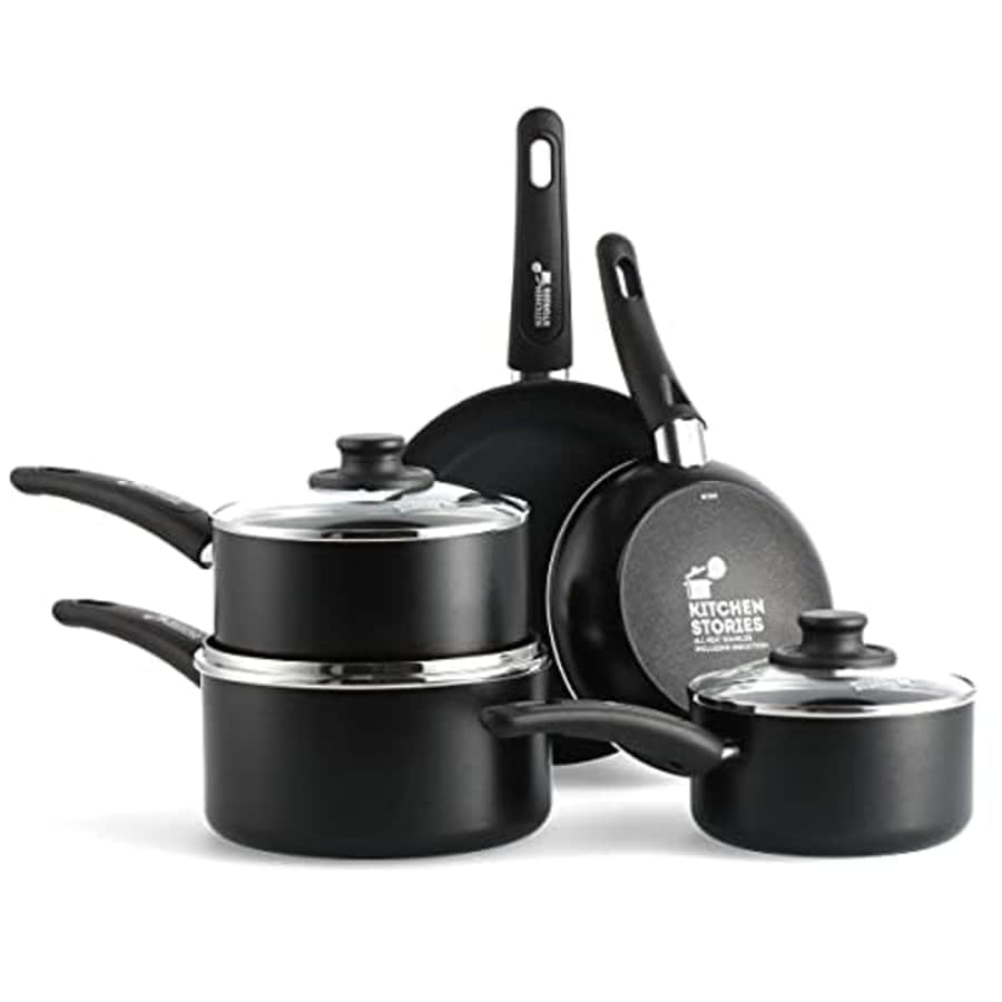 GreenPan Kitchen Stories Searsmart Nonstick 5-Piece Cookware Set-Black-Induction Compatible-Oven Safe, 5 pcs for $155 GreenPan Kitchen Stories Searsmart Nonstick 5-Piece Cookware Set-Black-Induction Compatible-Oven Safe, 5 pcs for $155