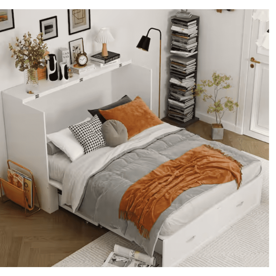 Fufu & Gaga Full Murphy Bed w/ Chest of Drawers & USB Charging Station: $351