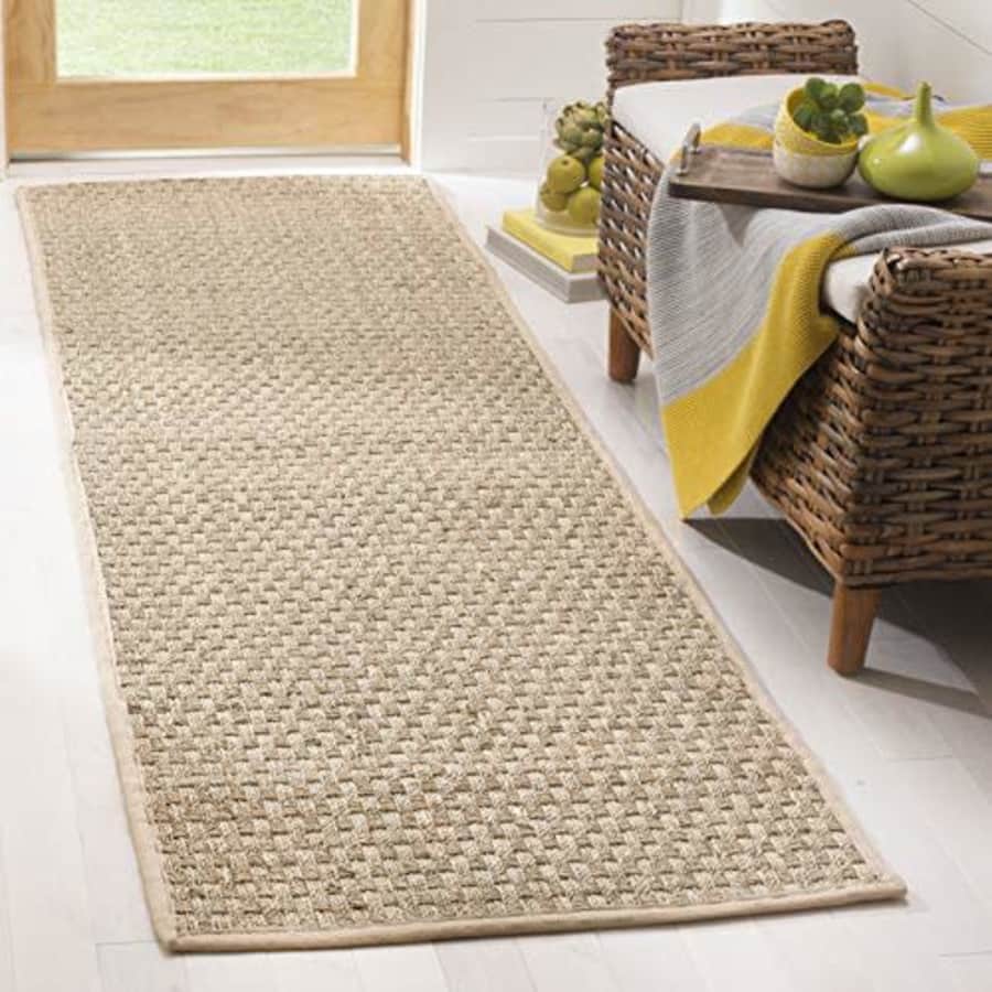SAFAVIEH Natural Fiber Collection 2'6" x 6' Beige NF114A Border Basketweave Seagrass Runner Rug for $44 SAFAVIEH Natural Fiber Collection 2'6" x 6' Beige NF114A Border Basketweave Seagrass Runner Rug for $44