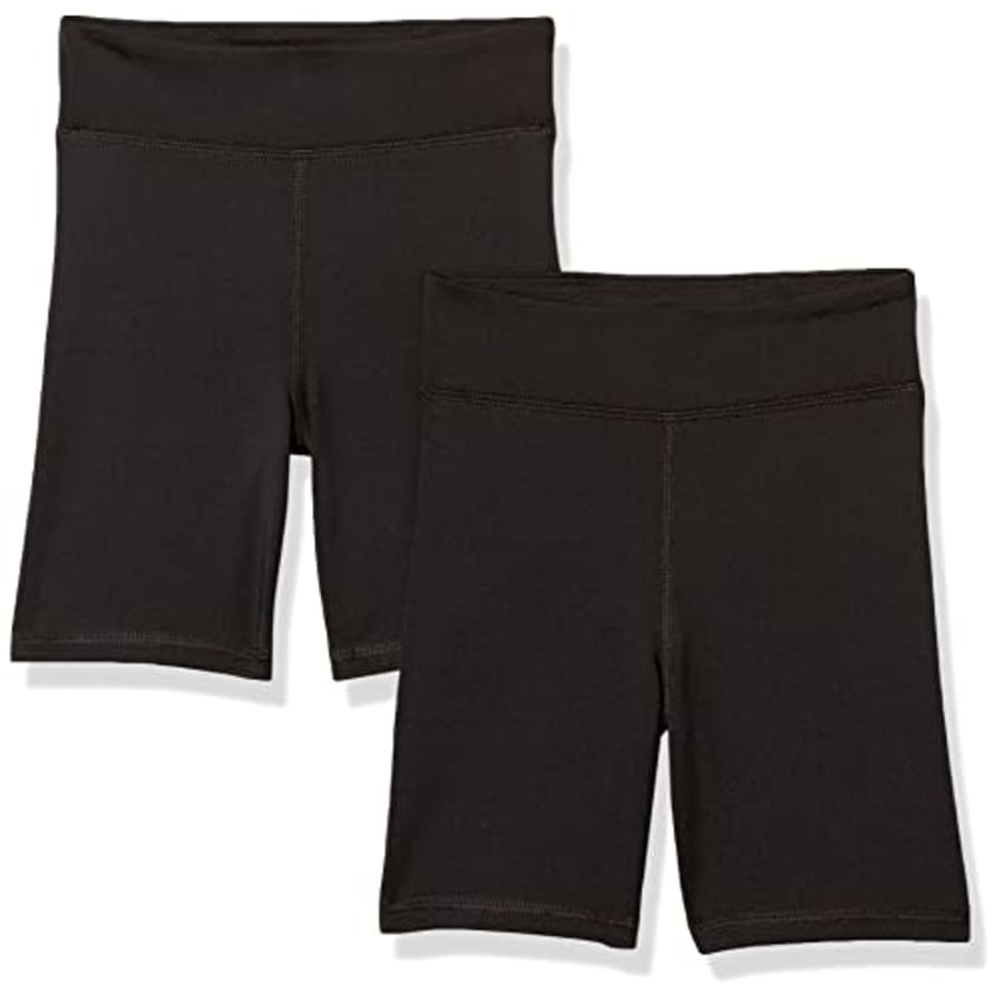 Amazon Essentials Girls' Midi Bike Shorts, 2-Pack Black, X-Large for $6