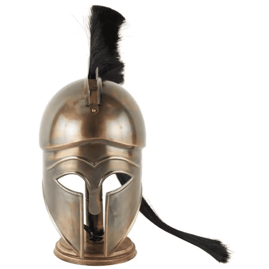 Litton Lane Medieval Greek Spartan Helmet w/ Wood Stand and Plume for $69