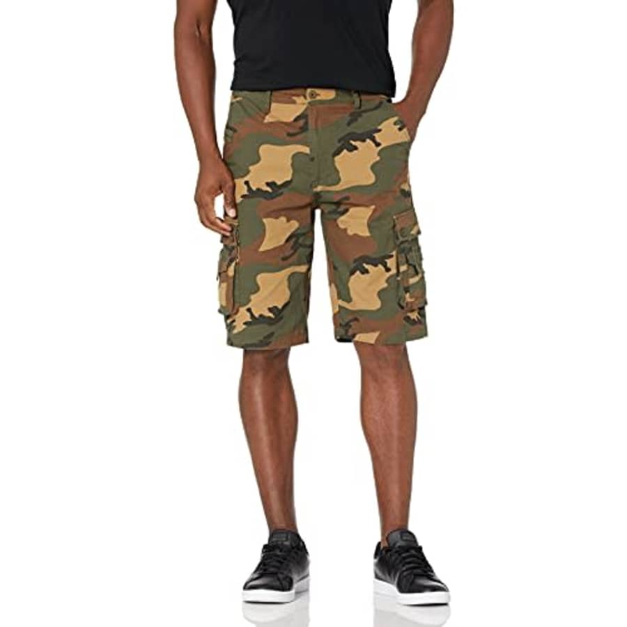 Beverly Hills Polo Club Men's Basic Cargo Shorts Non-Belted, Green Camo 6477A, 36 for $15 Beverly Hills Polo Club Men's Basic Cargo Shorts Non-Belted, Green Camo 6477A, 36 for $15