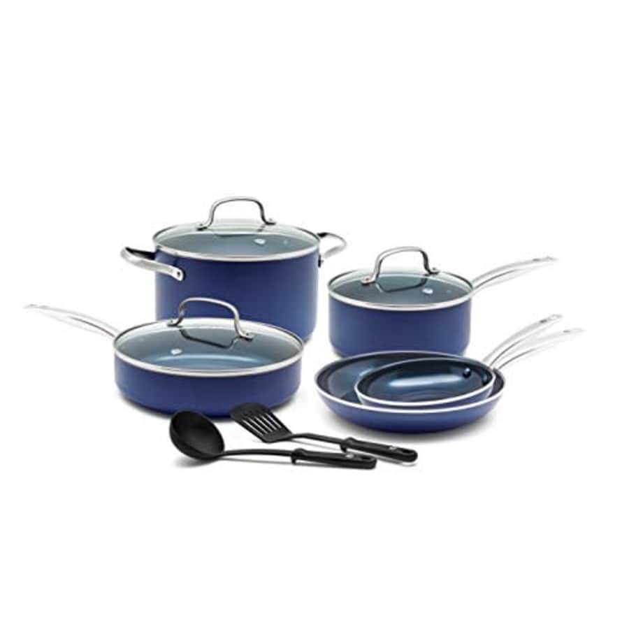 Blue Diamond Toxin Free Ceramic Nonstick Cookware Set, Big Value for $81 Blue Diamond Toxin Free Ceramic Nonstick Cookware Set, Big Value for $81