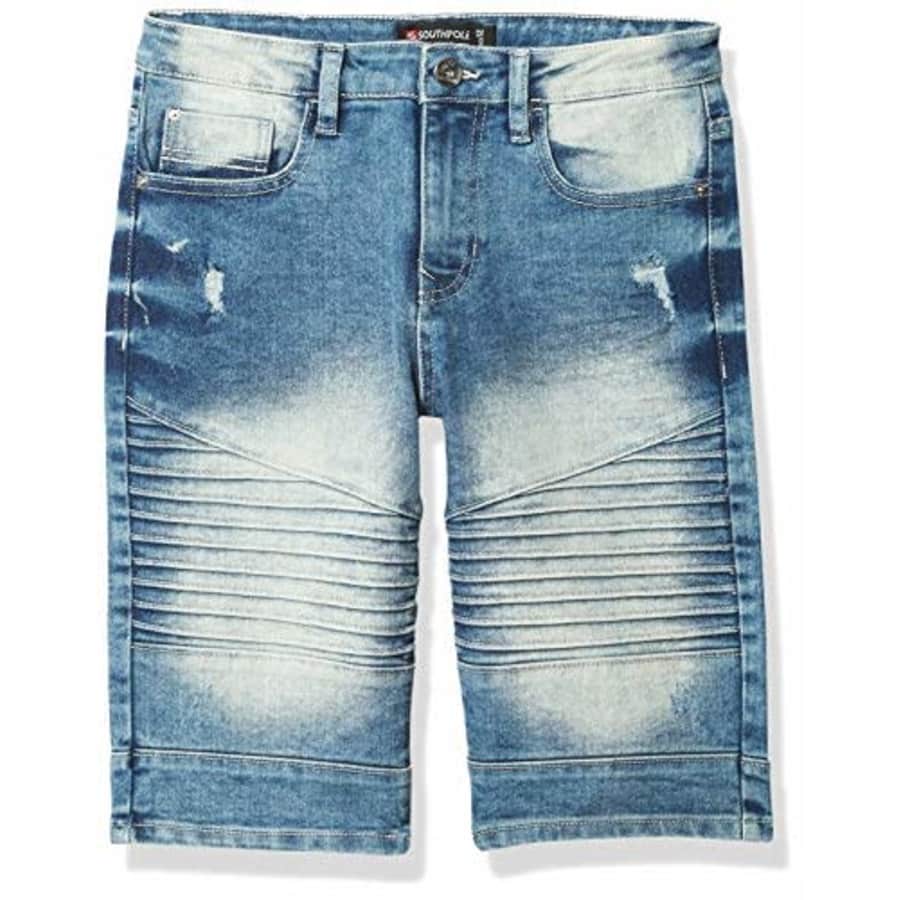 Southpole - Kids Boys' Big Denim Shorts, Light Sand Blue Signature Biker, 10 for $16
