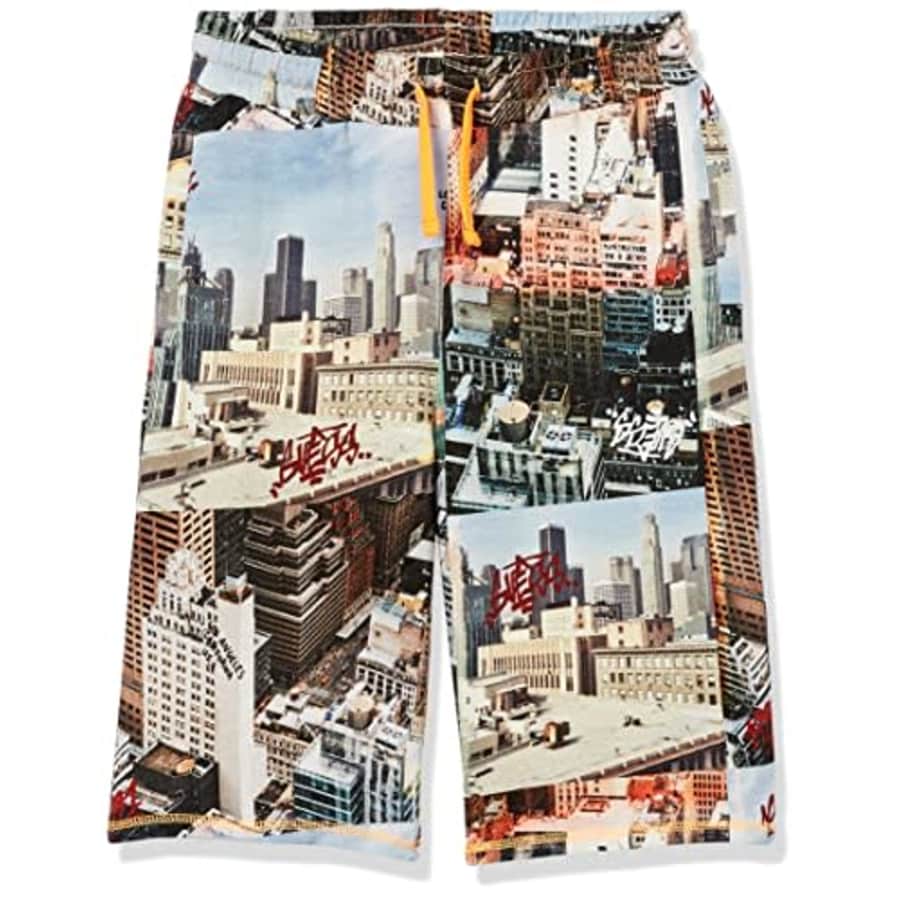 GUESS boys All Over Print French Terry Active Casual Shorts, City Scene, 8 Years US for $21