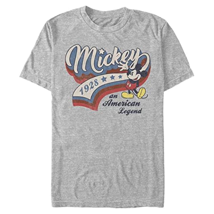 Disney Big & Tall Classic Mickey Baseball Americana Men's Tops Short Sleeve Tee Shirt, Athletic for $8
