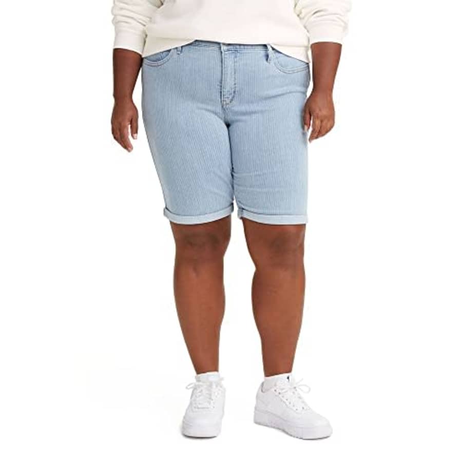Levi's Women's Plus-Size Shaping Bermuda Shorts, (New) Slate Train-Light Indigo, 37 for $46