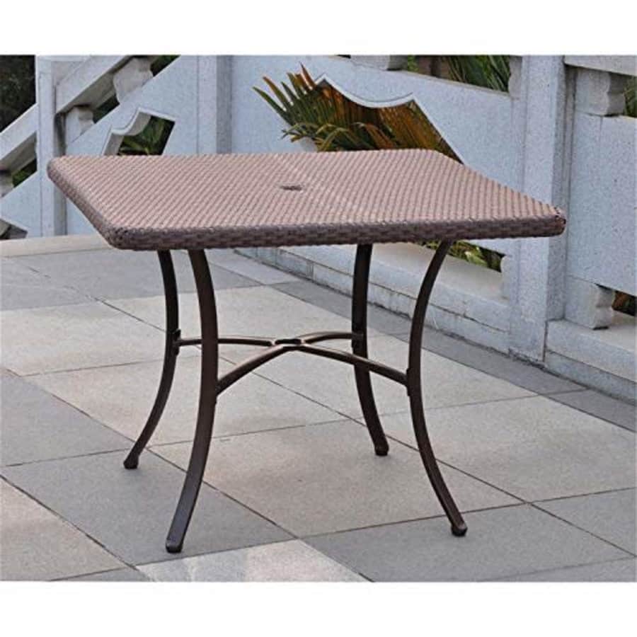 International Caravan Wicker Resin/Aluminum Square Patio Dining Table (Chocolate) for $177 International Caravan Wicker Resin/Aluminum Square Patio Dining Table (Chocolate) for $177